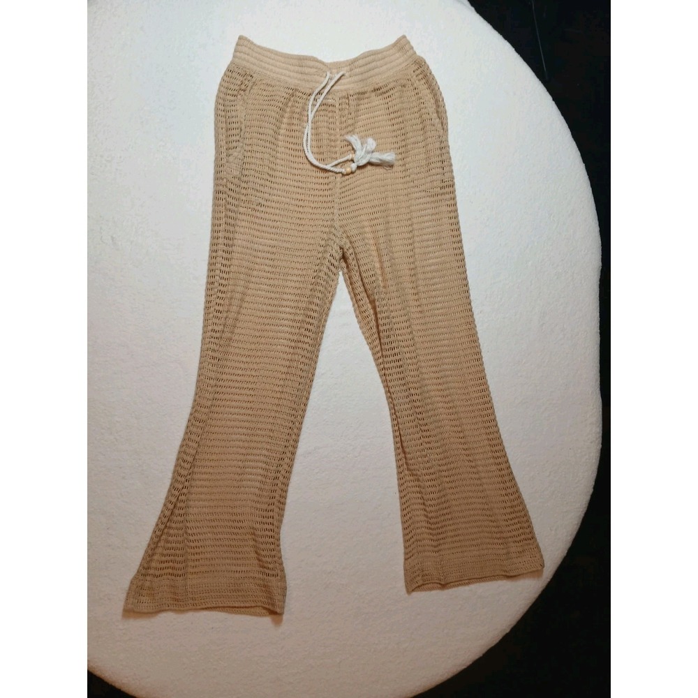 Haute Hippie Crochet Pants Beach Cover Up Drawstring Waist Wide Leg Size M